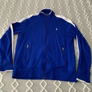 Polo royal blue zip up track suit cotton size large Ralph Lauren
